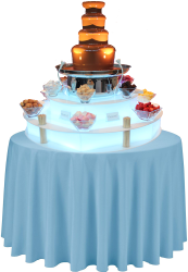 Chocolate Fountain with Sky Blue Table Cloth