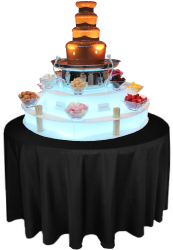 Chocolate Fountain with Black Table Cloth