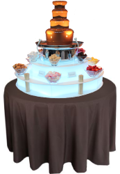 Chocolate Fountain with Chocolate Brown Table Cloth