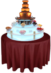 Chocolate Fountain with Burgundy Table Cloth