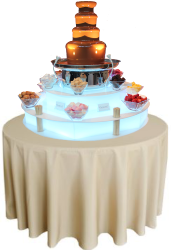 Chocolate Fountain with Champagne Table Cloth