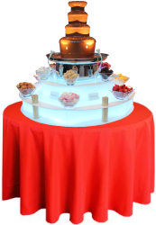Chocolate Fountain with Red Table Cloth