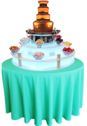 Chocolate Fountain with Tiffany Green Table Cloth