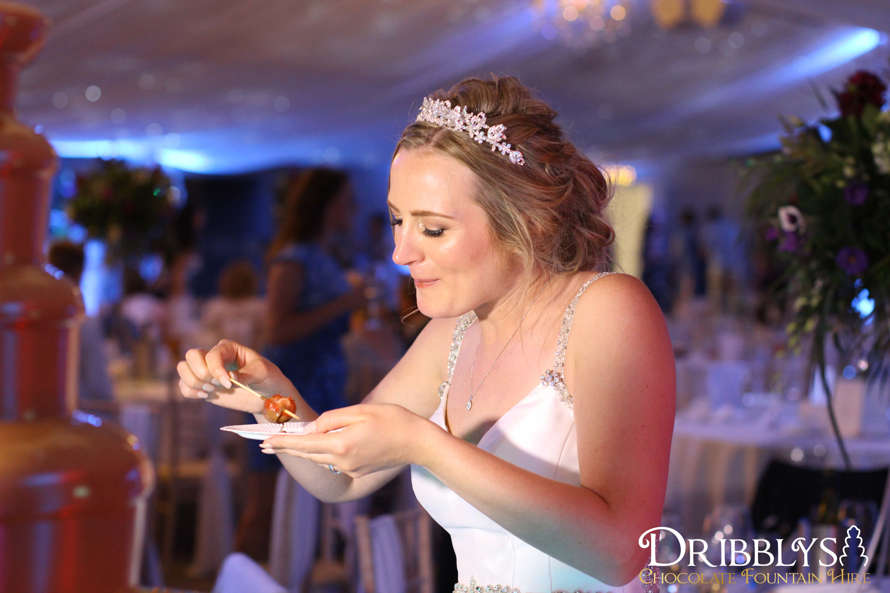 Bride with Wedding Chocolate Fountain