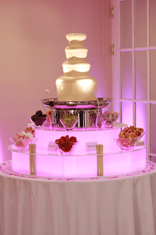 white chocolate fountain with LED base